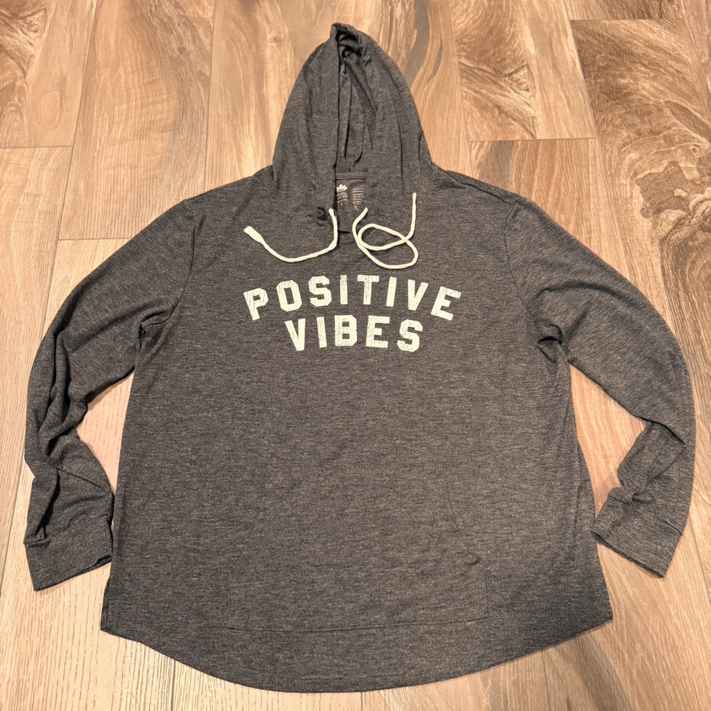 Positive Vibes Women’s Long Sleeve Hoodie T-Shirt Small